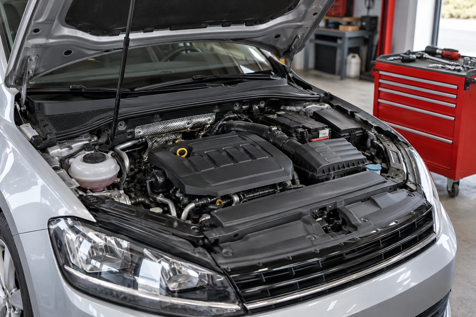 Detail motora pripraveného na servis